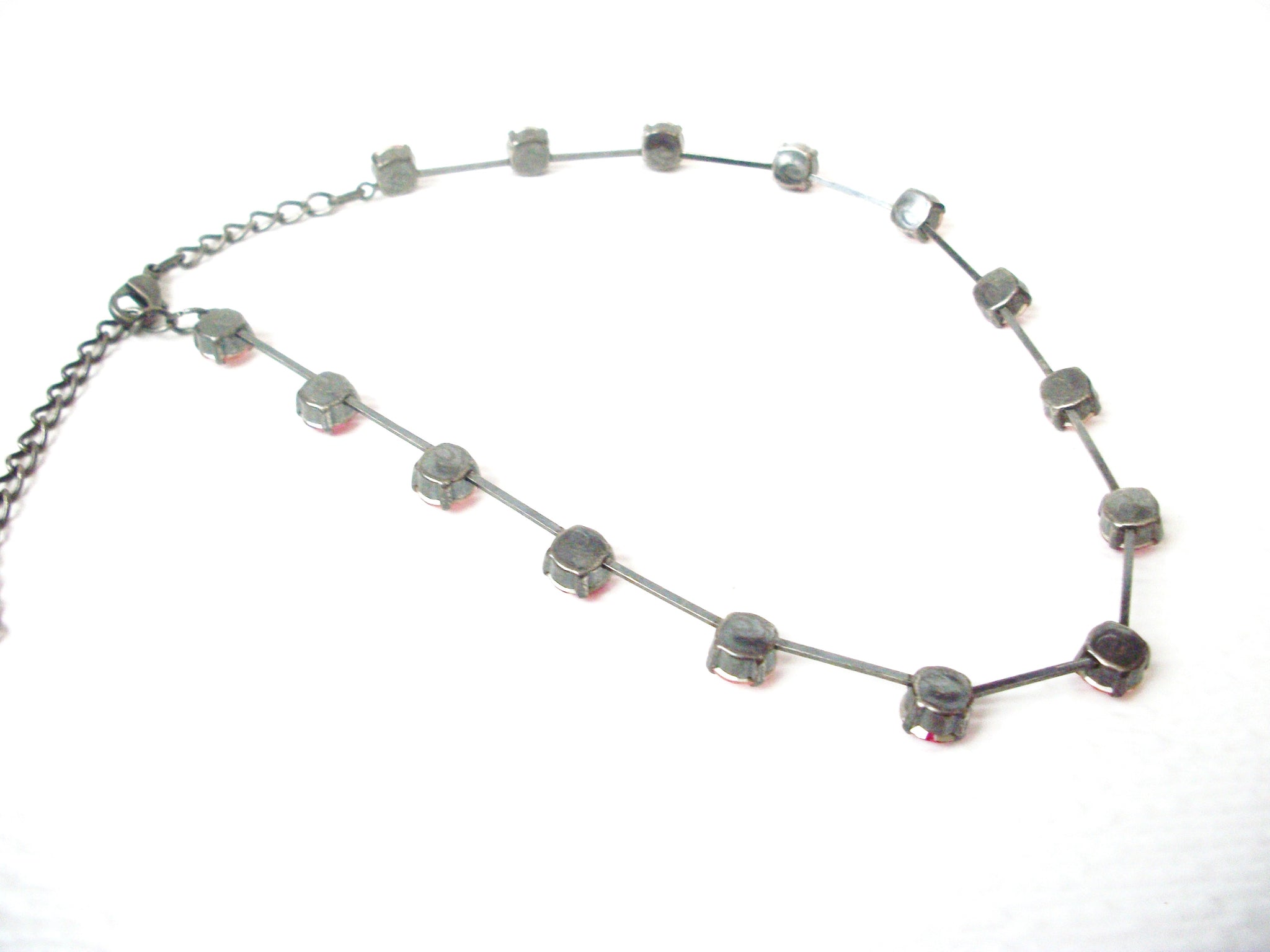 Vintage Pink Fuchsia Rhinestone Necklace 112220