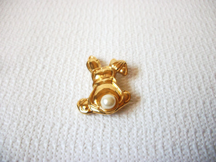 Vintage Bunny Brooch Pin 8316 Faux Pearl