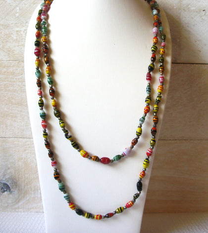 Vintage Colorful Glass Beads Necklace 41720