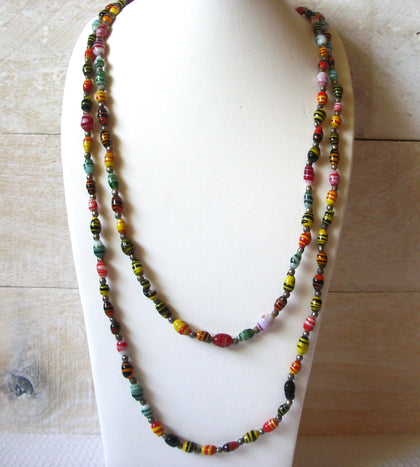 Vintage Colorful Glass Beads Necklace 41720