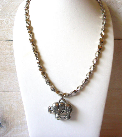 Vintage India Silver Elephant Necklace 51720