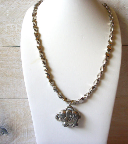 Vintage India Silver Elephant Necklace 51720