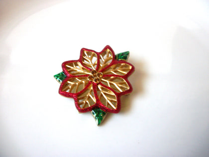 Joan Rivers Poinsettia Rhinestones Brooch 8316