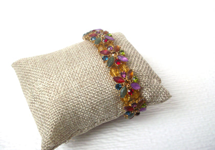Vintage Colorful Rhinestone Flower Bracelet 112120