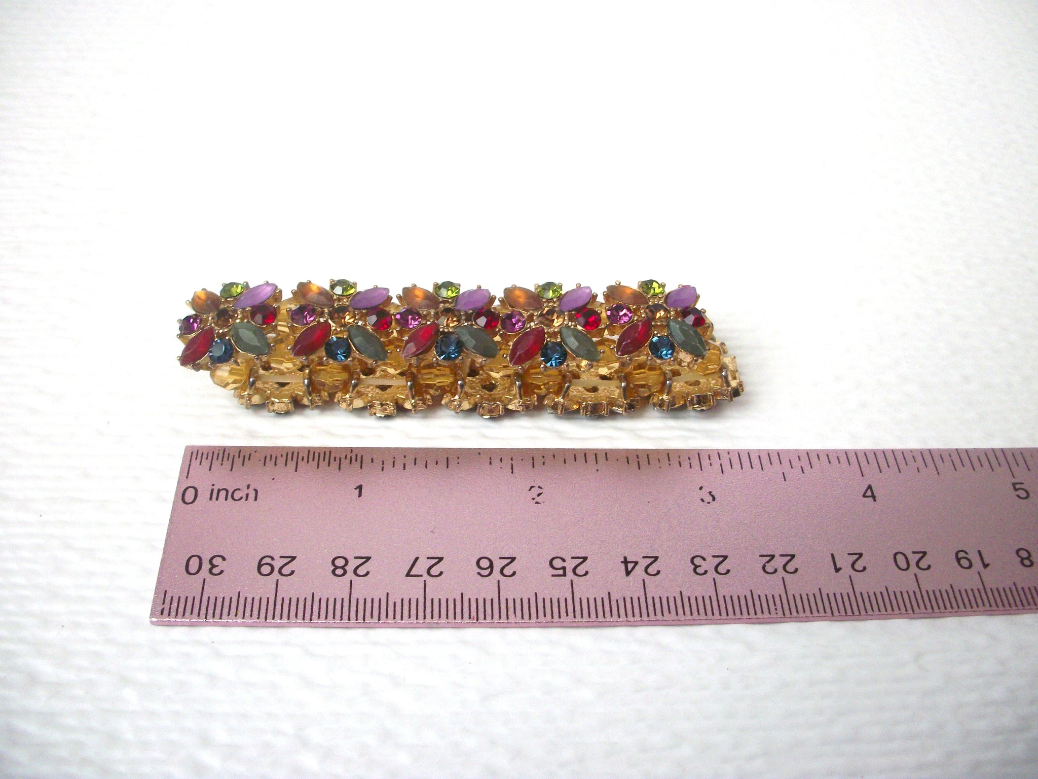 Vintage Colorful Rhinestone Flower Bracelet 112120