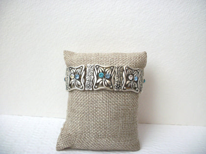 Vintage Blue Clear Panel Rhinestone Bracelet 112120