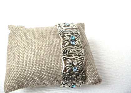 Vintage Blue Clear Panel Rhinestone Bracelet 112120