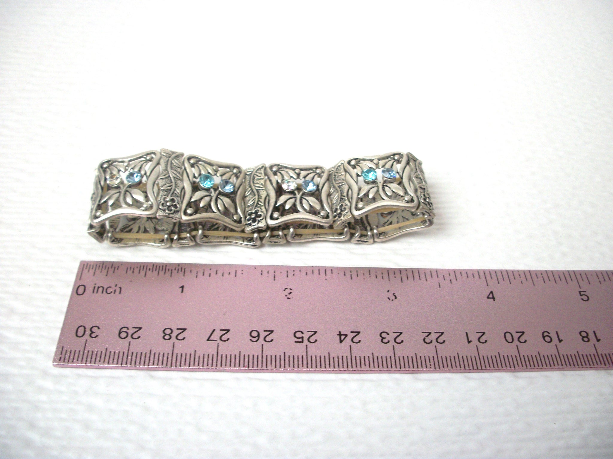 Vintage Blue Clear Panel Rhinestone Bracelet 112120