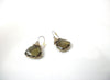 Vintage Dark Olive Prong Set Glass Earrings 112120