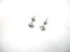 Retro Czech Glass Dangle Earrings 112120 Silver toned Silver faceted Czech Glass For pierced ears 1 inches long