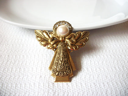 Vintage Victorian Brass Angel Brooch Pin 8316 Larger