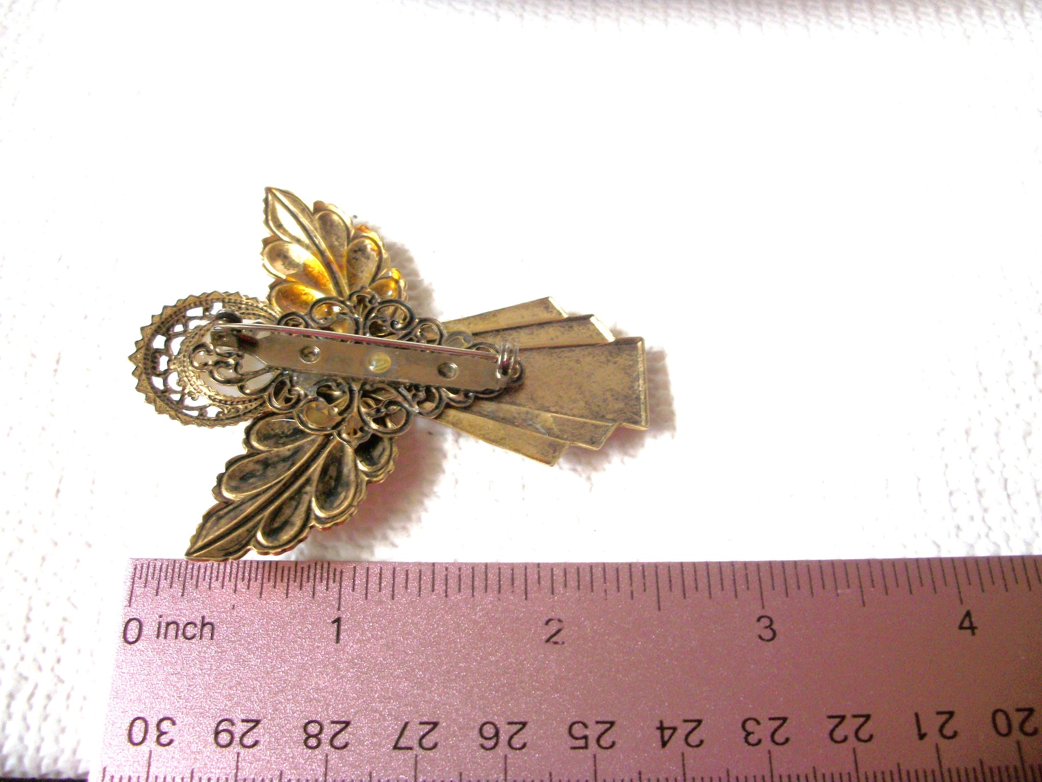 Vintage Victorian Brass Angel Brooch Pin 8316 Larger