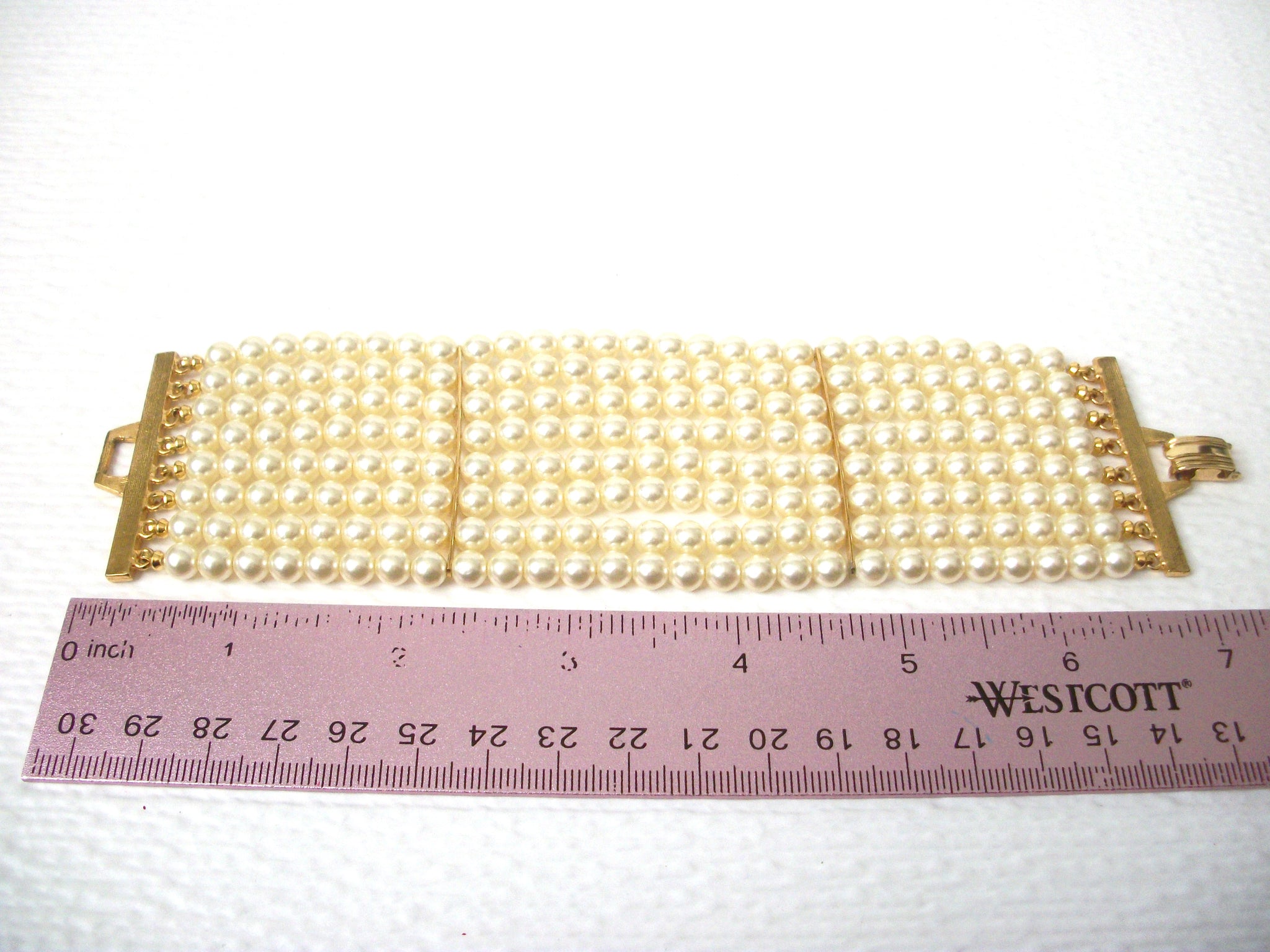 Vintage Wide Faux Pearl Bracelet 112320