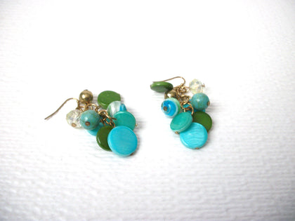 Retro Blue Green Glass Shell Earrings 112320
