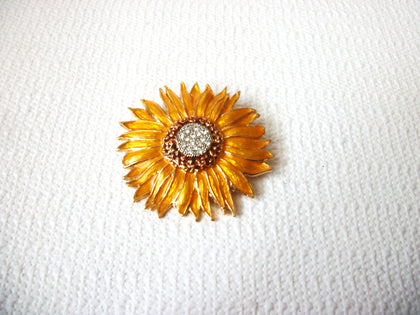 Vintage Enameled Rhinestones Flower Pin 121416