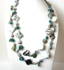 Vintage Designer Glass Paua Abalone Shell Necklace 112320
