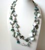 Vintage Designer Glass Paua Abalone Shell Necklace 112320