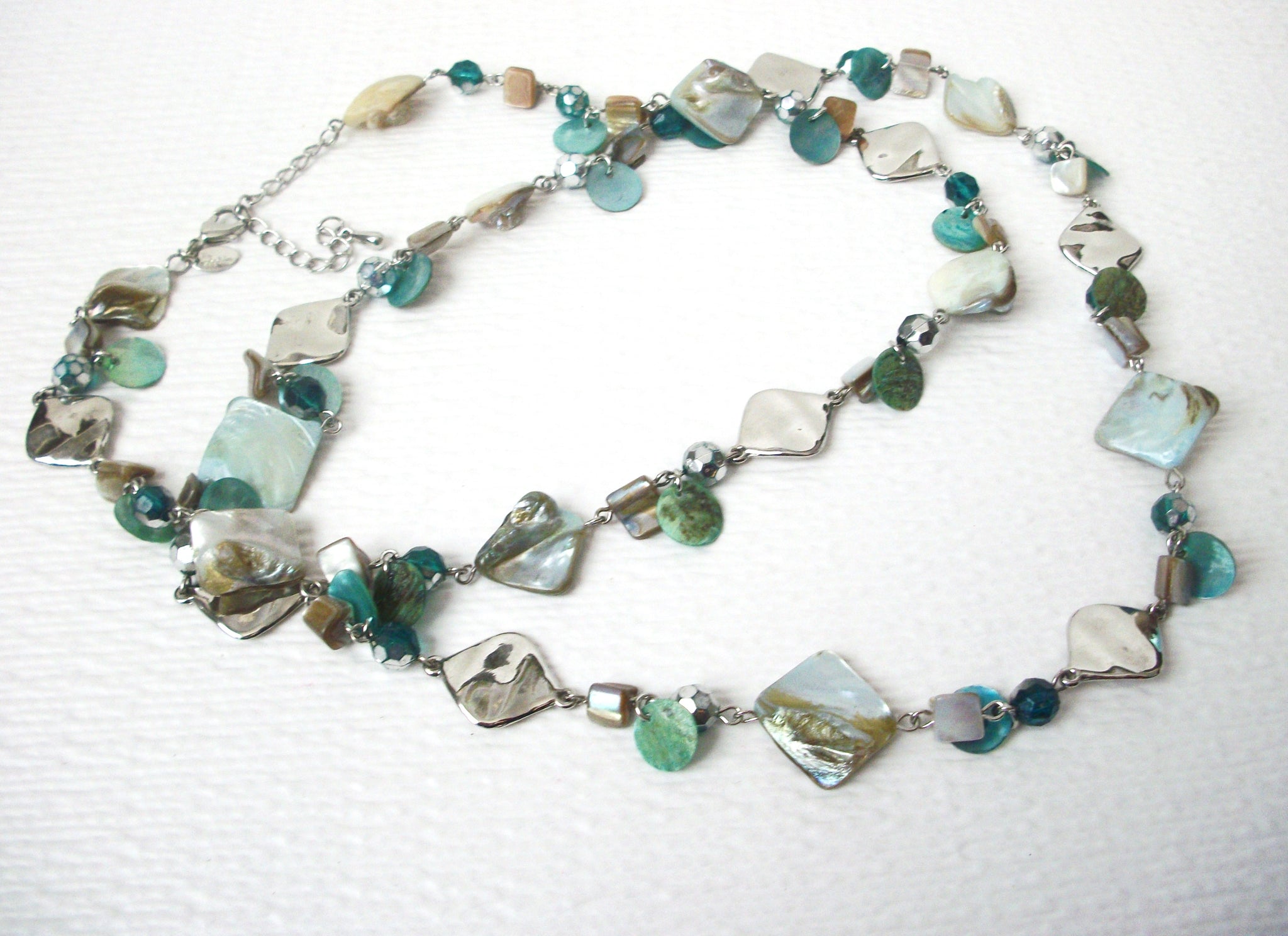 Vintage Designer Glass Paua Abalone Shell Necklace 112320