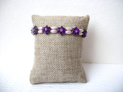 Vintage Purple Rhinestone Faux Pearl Bracelet 112120