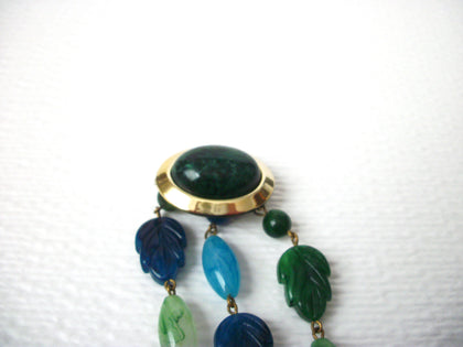 Vintage Green Blue Leaves Brooch Pin 112120
