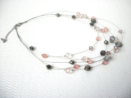 Retro Gray Pink Multi Strand Necklace 112120