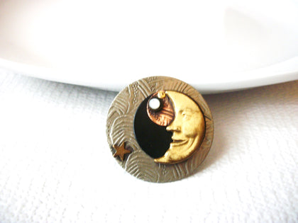 Vintage Old Man Moon Brooch Pin 121416