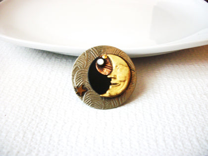 Vintage Old Man Moon Brooch Pin 121416