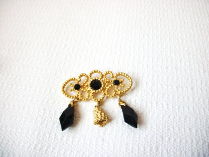 Victorian Black Glass Brooch Pin 121416