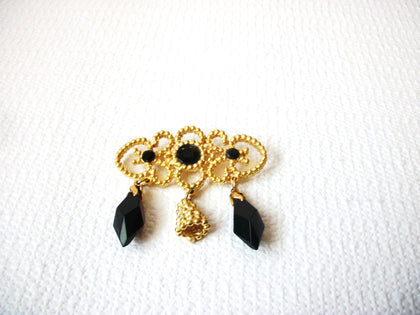 Victorian Black Glass Brooch Pin 121416