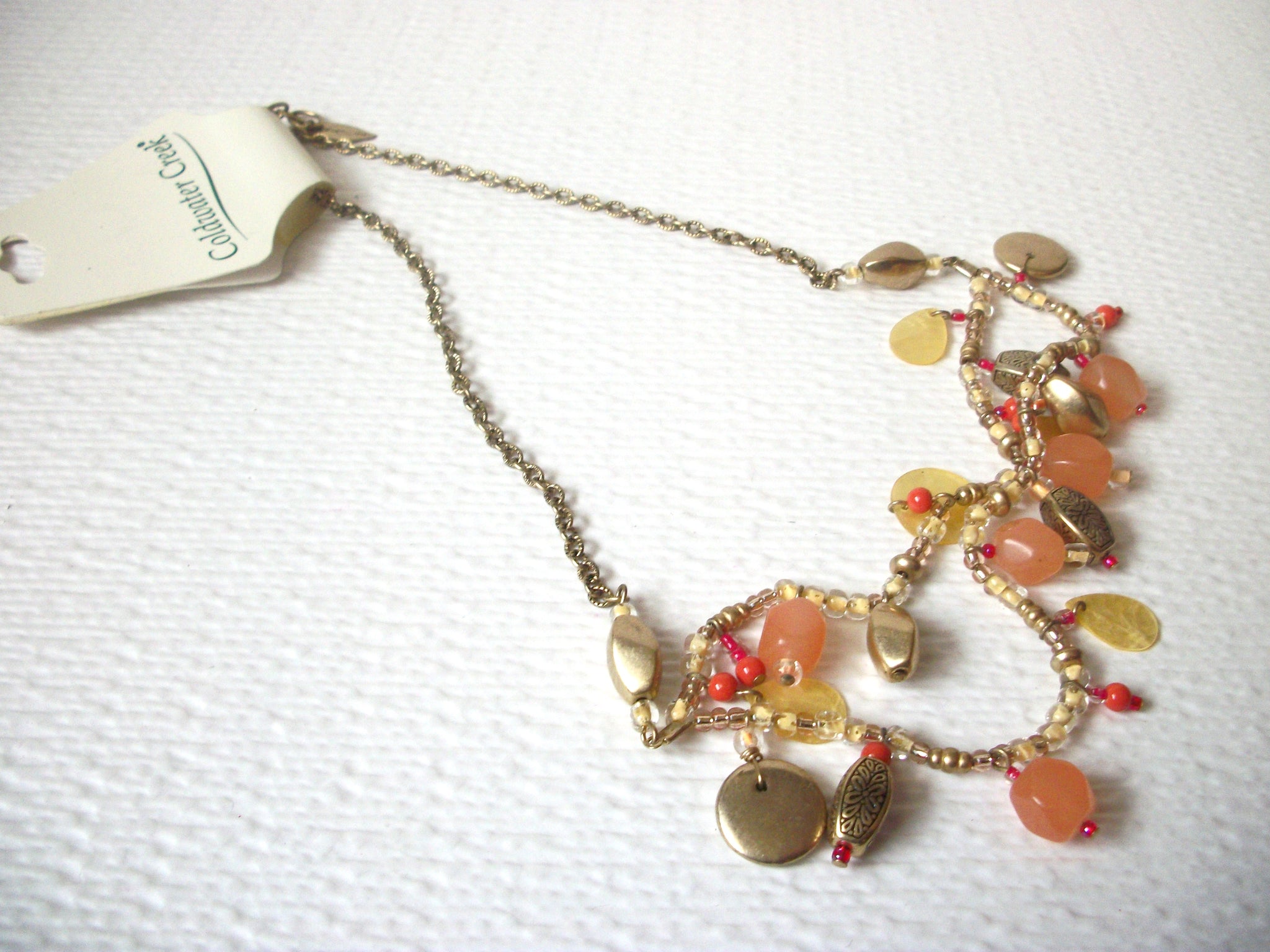 Vintage Coldwater Creek Charms Shell Glass Necklace  112520