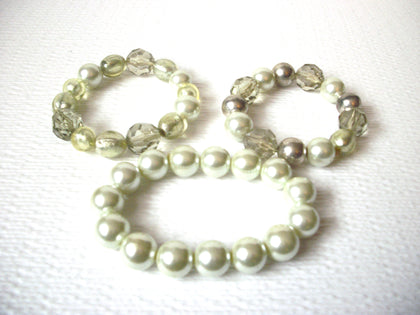 Retro Pale Green Glass Pearl Bracelet Lot 112420