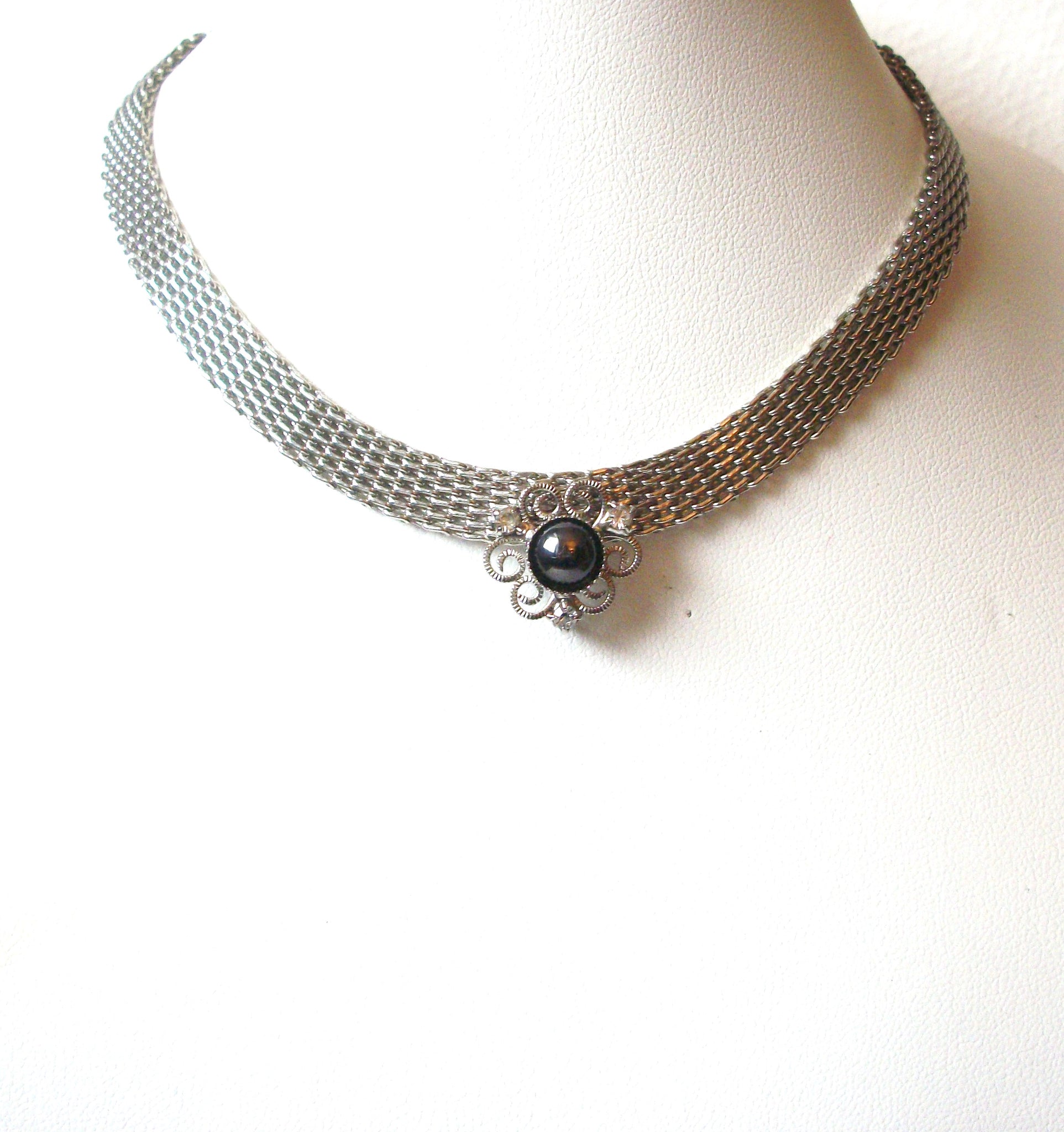Vintage Act II Silver Toned Hematite Choker Necklace 112520