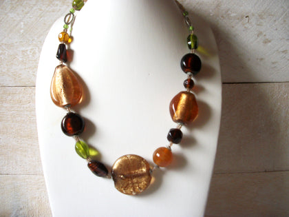 Vintage Colorful Foil Glass Necklace 52020