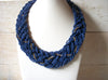 Vintage Blue Micro Glass Beads Collar Necklace 52020