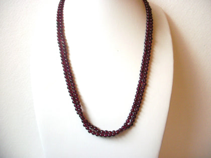 Vintage 1950s Dark Red Glass Necklace 112320