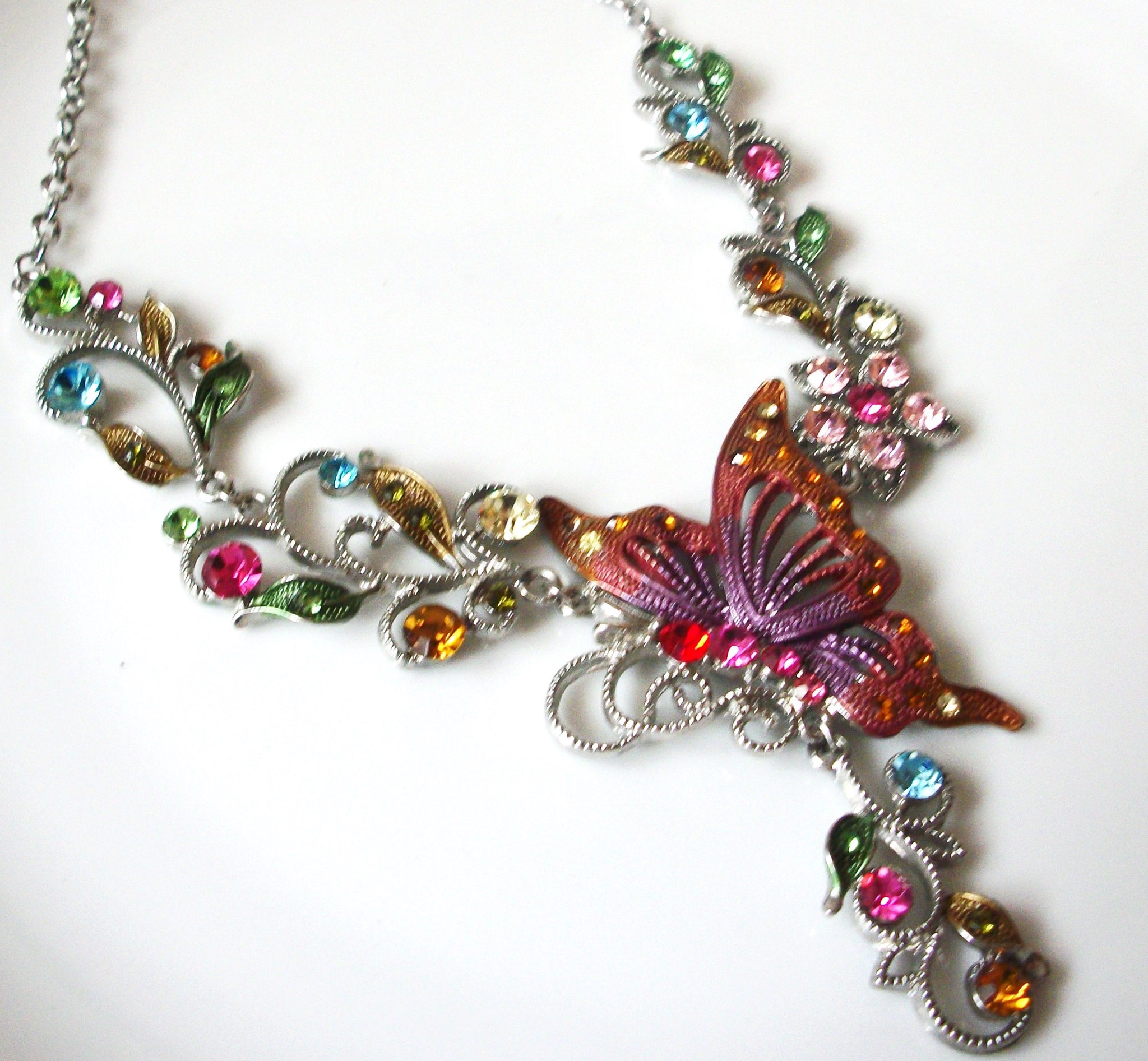 Retro Bejeweled Butterfly Necklace 41020