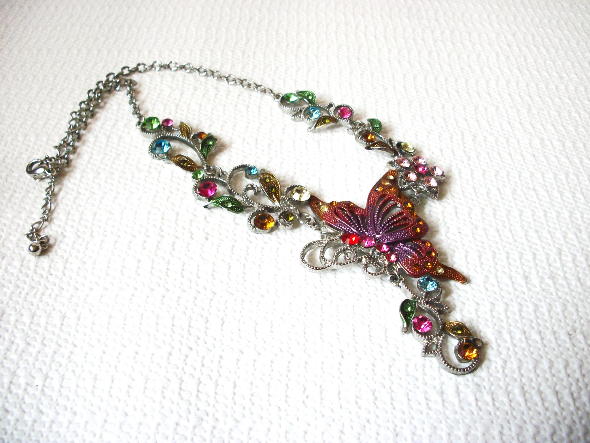 Retro Bejeweled Butterfly Necklace 41020