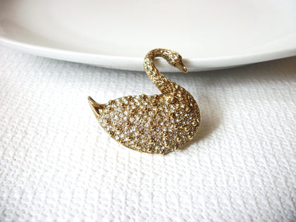 Vintage Rhinestones Swan Brooch 41020