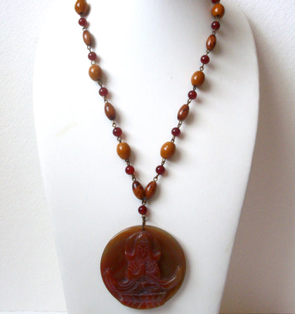 Vintage Rare Chico's Natural Stone Goddess Necklace 112920