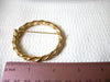 Vintage Gold Toned Textured Circle Brooch 41020