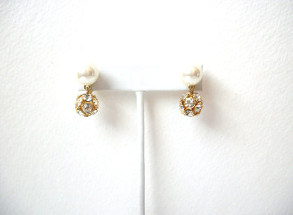 Vintage Rhinestone Faux Pearl Earrings 112620