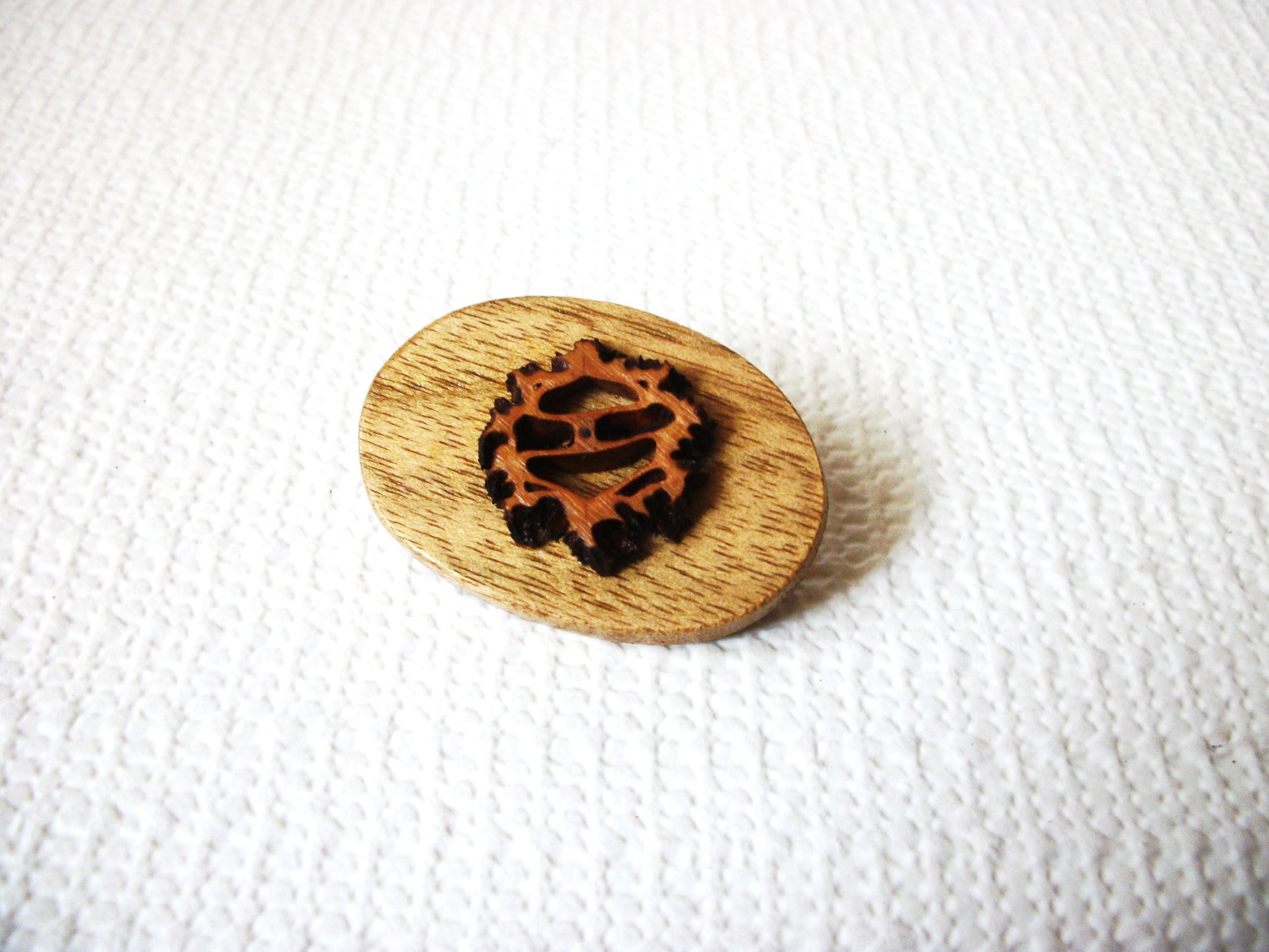 Hand Carved Wooden Brooch 41020