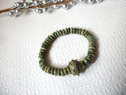 Brutalism Hand Crafted Unakite Stone Beads Stretch Bracelet 42120