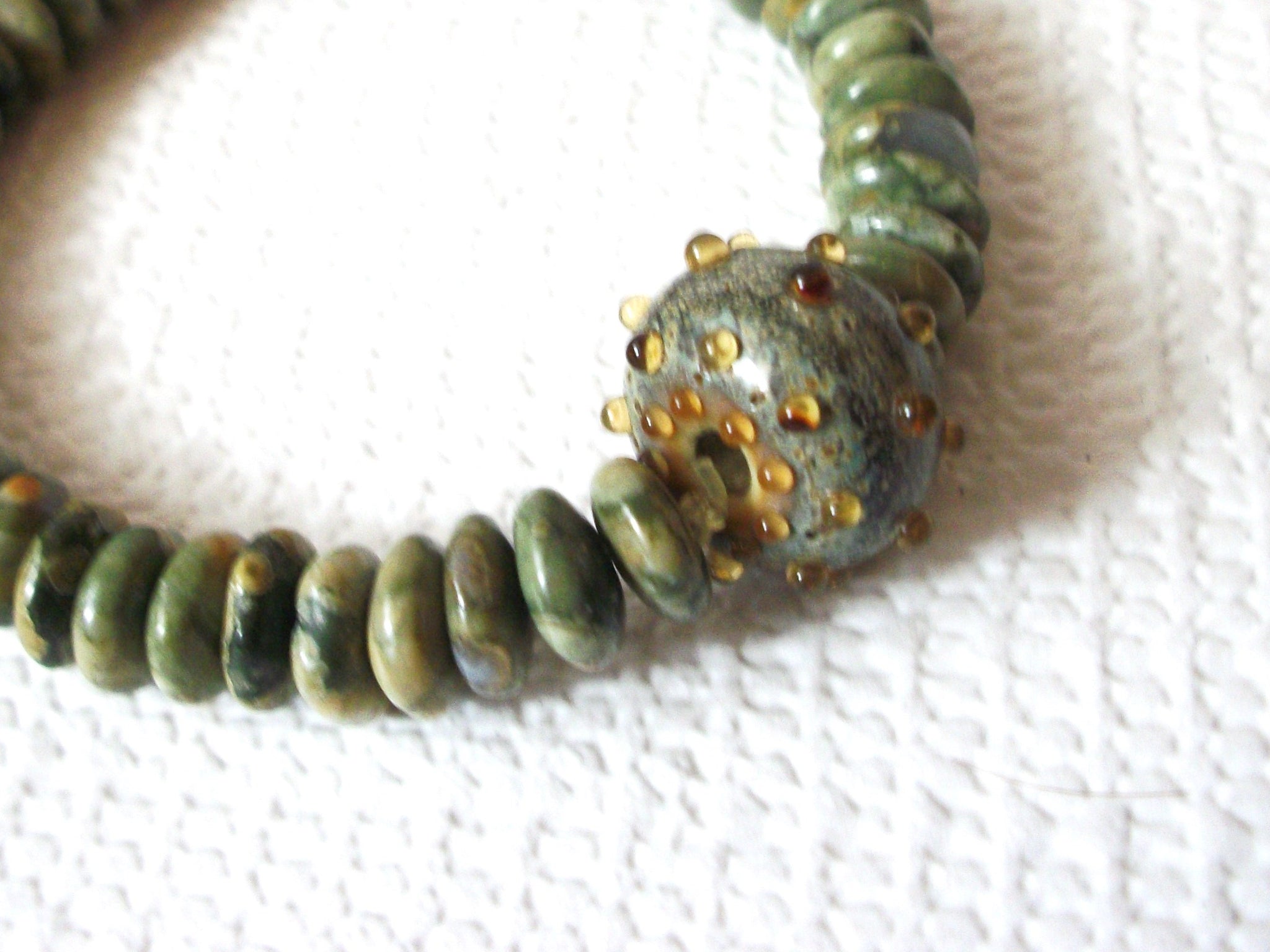 Brutalism Hand Crafted Unakite Stone Beads Stretch Bracelet 42120