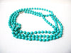 Long Retro Blue Turquoise Glass Beads Necklace 112620