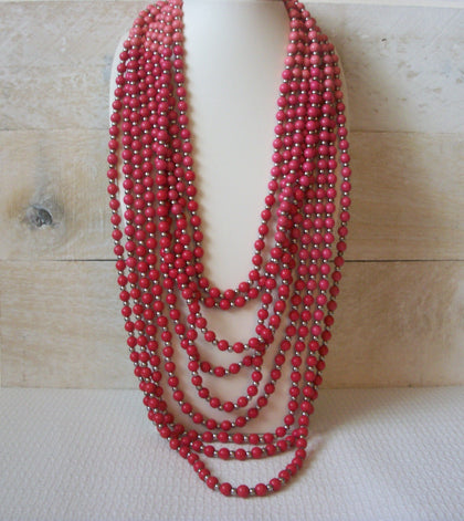 Stamped C Vintage Massive Coral Shades Necklace 52320