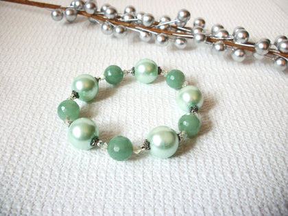 Vintage 70s Glass AB Crystals Mint Green Bracelet 42120