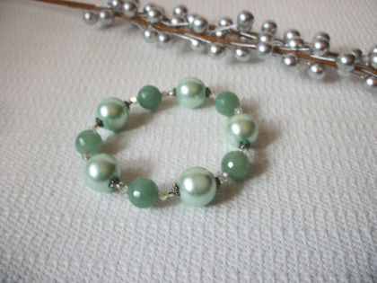 Vintage 70s Glass AB Crystals Mint Green Bracelet 42120