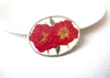 Vintage Red Dried Flower Glass Brooch Pin 112620