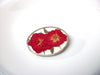 Vintage Red Dried Flower Glass Brooch Pin 112620